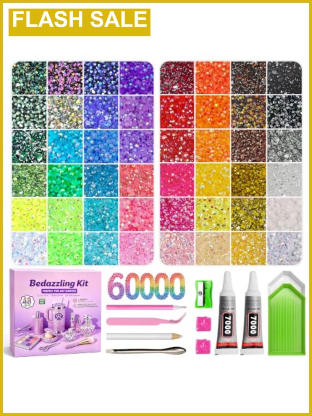60,000 Pcs Resin Jelly Rhinestones Bedazzling Kit with Glue Tools